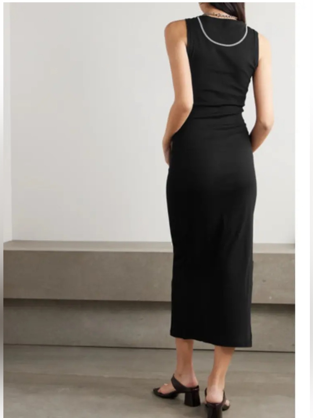 NEW LOEWE Anagram Ribbed Cotton Tank Maxi Dress Black Size S Luxury Minimalist - Picture 8 of 11